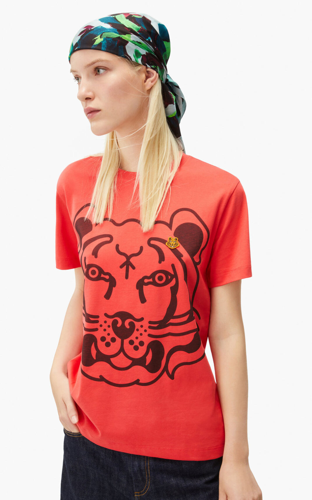 Kenzo K Tiger loose fitting μπλουζακια γυναικεια κοκκινα | GR479867